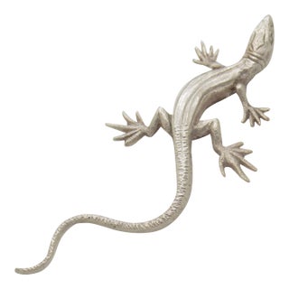 Vintage Italian Handmade Genuine Silver Life Size Rare Lizard Figurine Sculpture For Sale