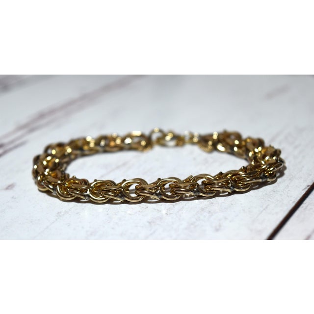Vintage Heavy Gold Filled Chain Charm Bracelet For Sale - Image 11 of 15