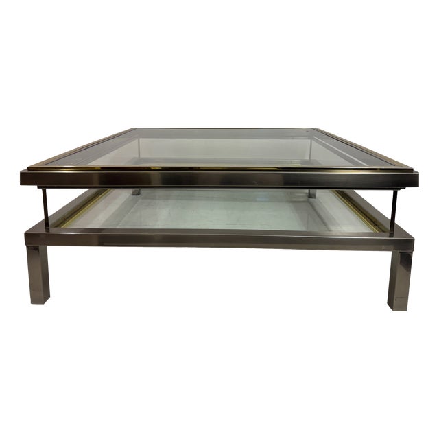 Sliding Top Vitrine Coffee Table, 1970s For Sale