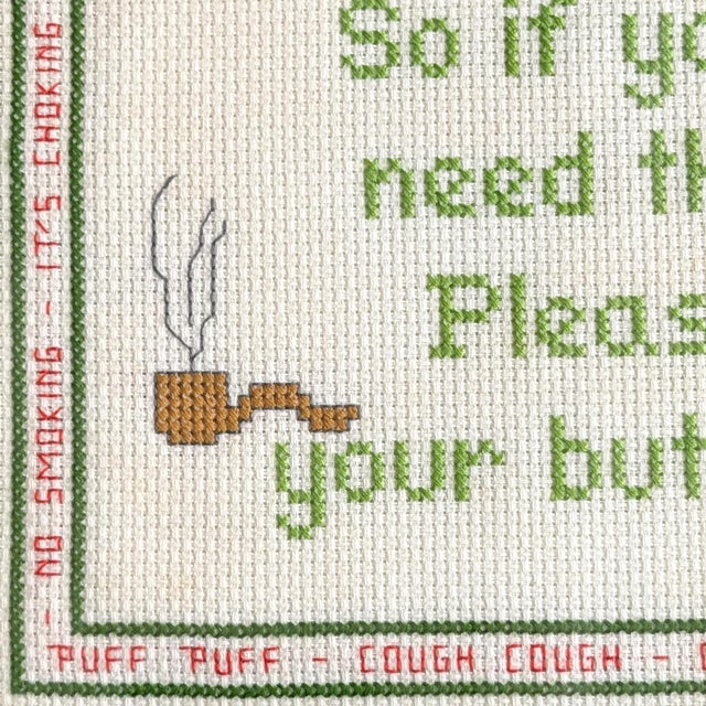 Textile 'Please Take Your Butt Outside', Framed Cross Stitch Embroidery For Sale - Image 7 of 12