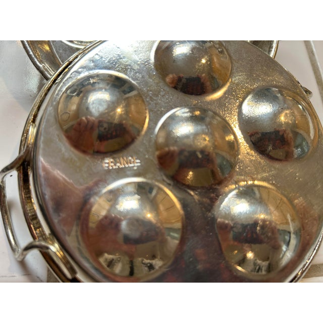 French Country Mid 20th Century Set of Vintage Stainless Steel Escargot Plates - Set of 8 For Sale - Image 3 of 7