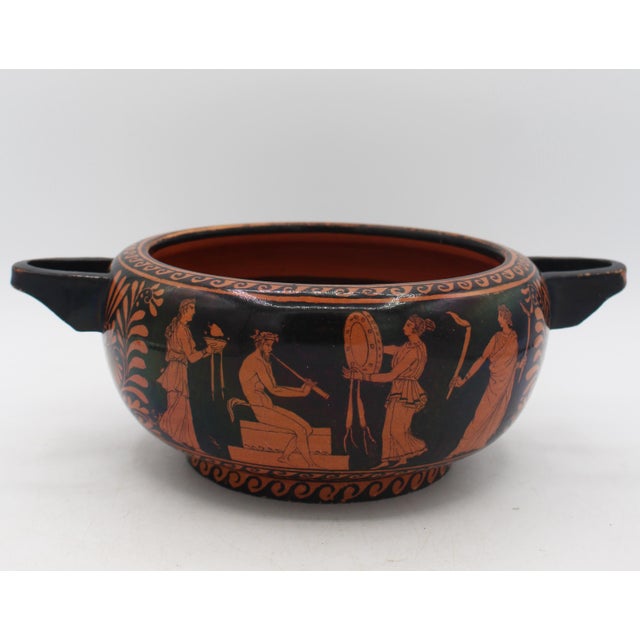 Mediterranean Mid-19th Century Giustiniani Pottery Greek Revival Handled Low Bowl For Sale - Image 3 of 9