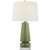 Modern Chapman & Myers by Visual Comfort Signature Parisienne Medium Table Lamp in Shellish Kiwi with Linen Shade For Sale - Image 3 of 3