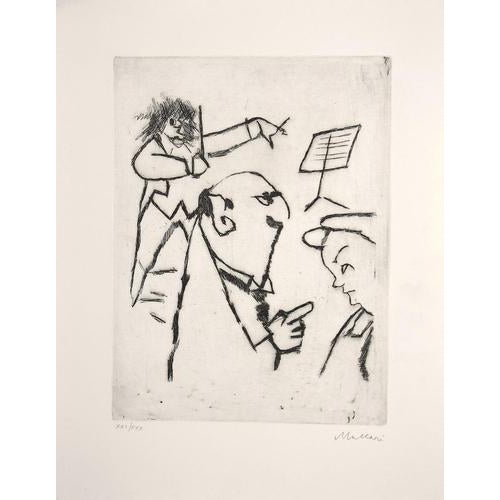Violinist is an artwork realized by Mino Maccari in the 1965 ca. Black and white etching on paper. Hand-signed by the...
