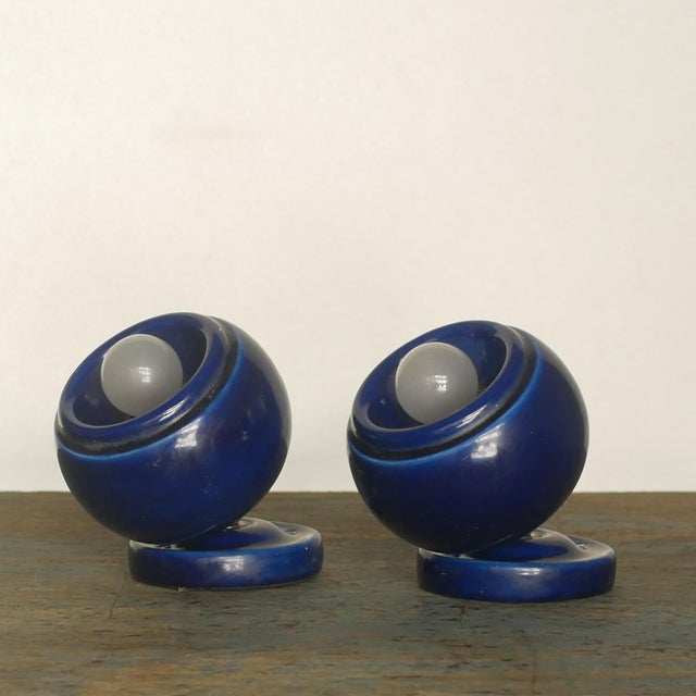 Space Age Glazed Ceramic Wall Lights, 1960s, Set of 2 For Sale - Image 9 of 12