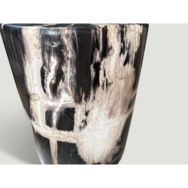 "Rare beautiful tones and markings on this impressive high quality petrified wood side table. It’s fascinating how Mother...