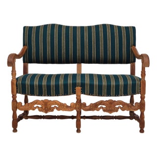Danish 2 Seater Sofa in Wool Fabric & Oak Wood, 1960s For Sale