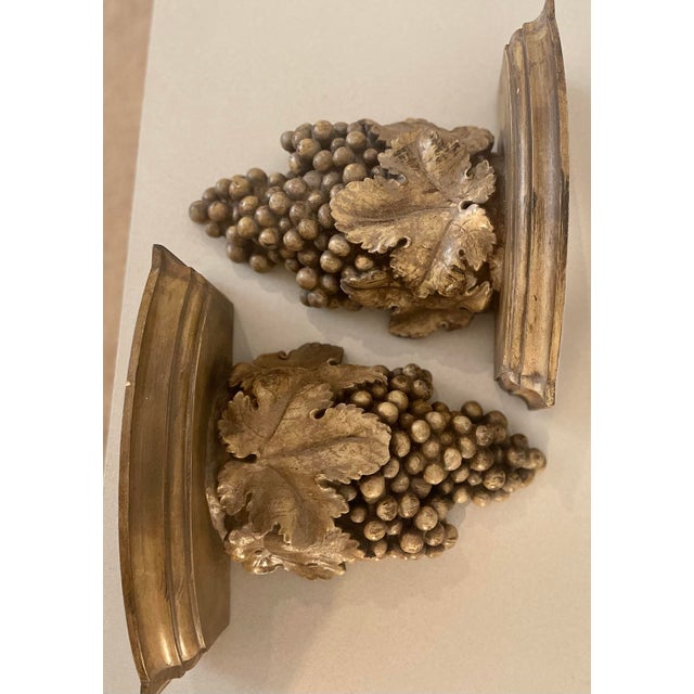 Brown Vintage Grape Cluster Wall Shelves – Set of 2 For Sale - Image 8 of 12