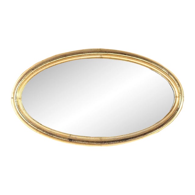 Antique Federal Period Lemon Gilt Wood Oval Wall Mirror C1830 For Sale