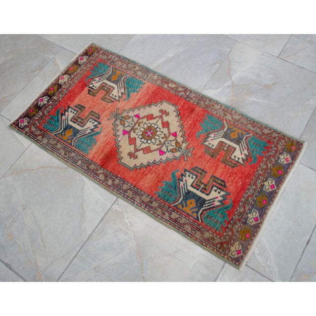 Hand Knotted Door Mat, Entryway Rug, Bath Mat, Kitchen Decor, Small Rug, Turkish Rug - 1′8″ × 3′2″ For Sale - Image 12 of 13
