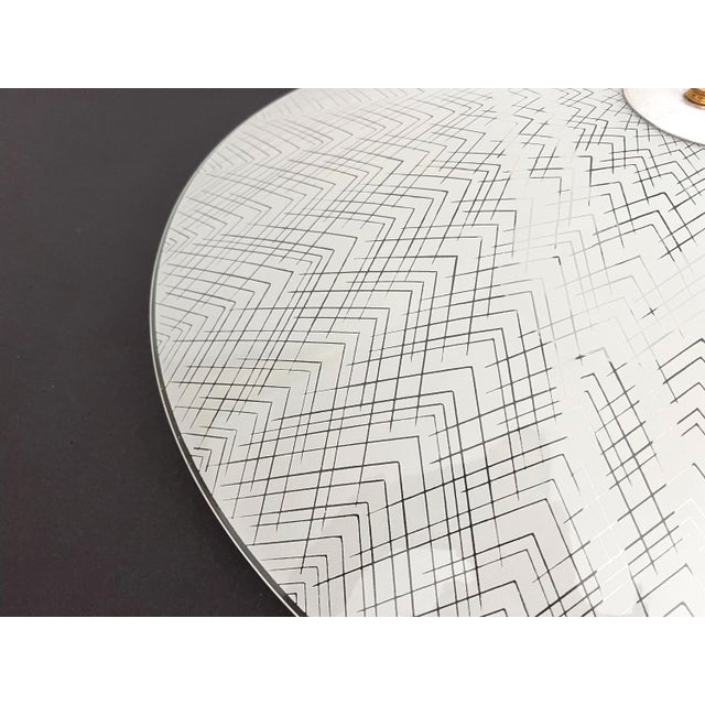 Metal 1970s Mid-Century Modern Chevrons Frosted Glass Ceiling Light For Sale - Image 7 of 18
