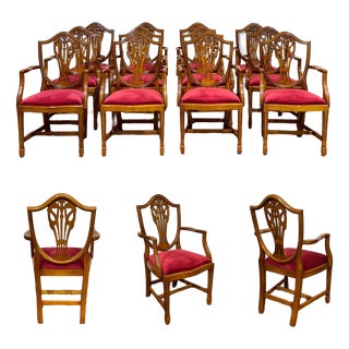 English Regency Beechwood Armchairs, 1970s, Set of 12 For Sale