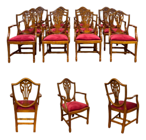 English Regency Beechwood Armchairs, 1970s, Set of 12