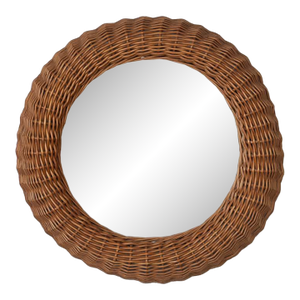 1960s French Wicker Circular Mirror