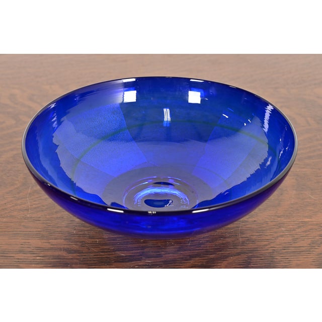 A gorgeous modern Art Deco style art glass centerpiece bowl or fruit bowl By Jeff Zimmerman for Tiffany & Co. (signed to...