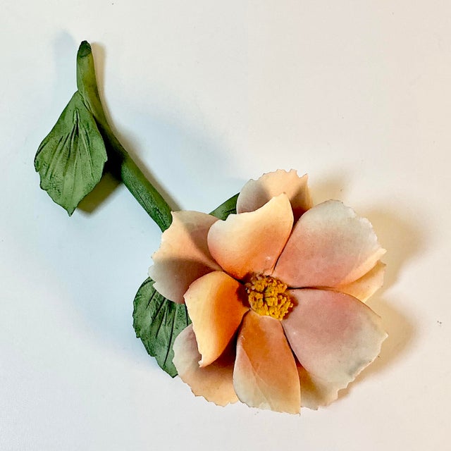 Vintage Italian Boho Chic Capodimonte Porcelain Peach Flora Bloom From Naples For Sale - Image 13 of 17