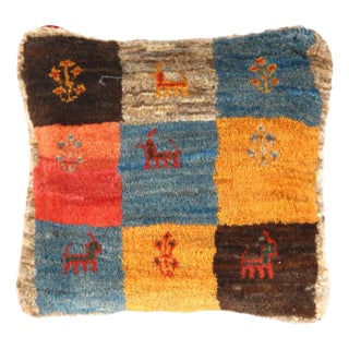 Fine Hand Knotted Persian Gabbeh Pillow For Sale