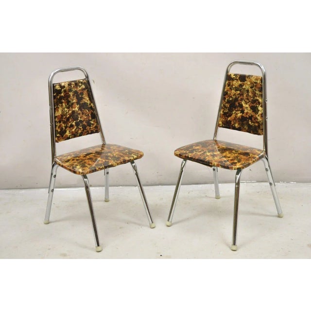 1970s Vintage Children's Small Mid Century Tubular Metal Side Chairs - a Pair For Sale - Image 10 of 10