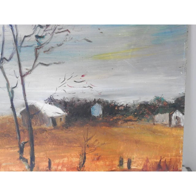 Mid 20th Century Modernist Farmhouse Landscape Painting For Sale - Image 5 of 8