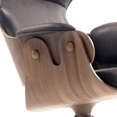 Contemporary Plywood, Walnut, and Leather Upholstery Lounger from Jaime Hayon For Sale - Image 6 of 12
