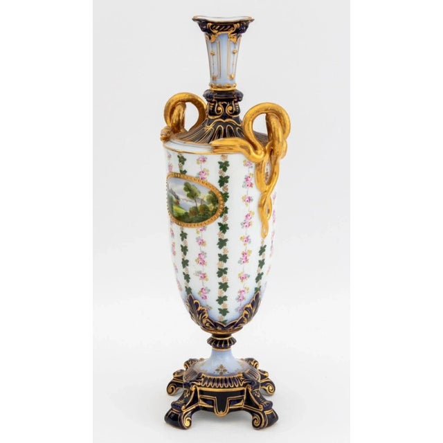 German Porcelain Two Handle Vase, 19th Century For Sale In New York - Image 6 of 9