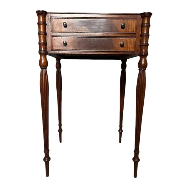 Late 19th Century Sheraton Style Mahogany Two-Drawer Side Table For Sale