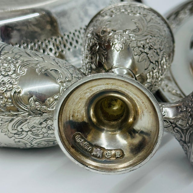 Late 20th Century Baroque Silver Plated Mini Goblets Set of 2 With Serving Trays - 4 pcs For Sale - Image 12 of 12