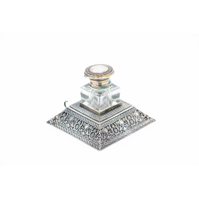 Silver Inkwell with Scalloped Base For Sale - Image 3 of 3