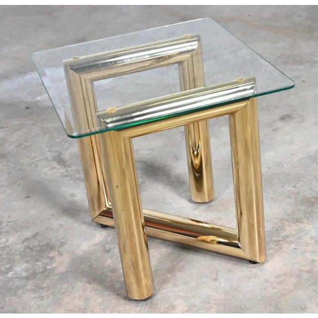 1970s Modern Brass Plated “Z” End or Side Table Base—Karl Springer Style For Sale - Image 10 of 12