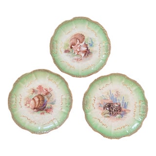 Set of Three! Limoge Style Antique Plates Made in the Usa by East Liverpool Potteries. For Sale