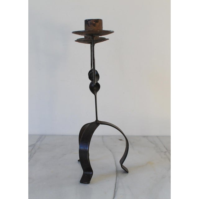 1960s Vintage Brutalist Mid-Century Wrought Iron Candelabra For Sale - Image 5 of 10