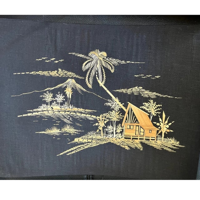 Vintage Indonesian Wheat Straw Art Panels - Mid Century Balinese Folk Art 15" - Set of 10 For Sale - Image 11 of 11