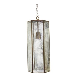 Modern Brass & Mercury Glass Pendant Light For Sale