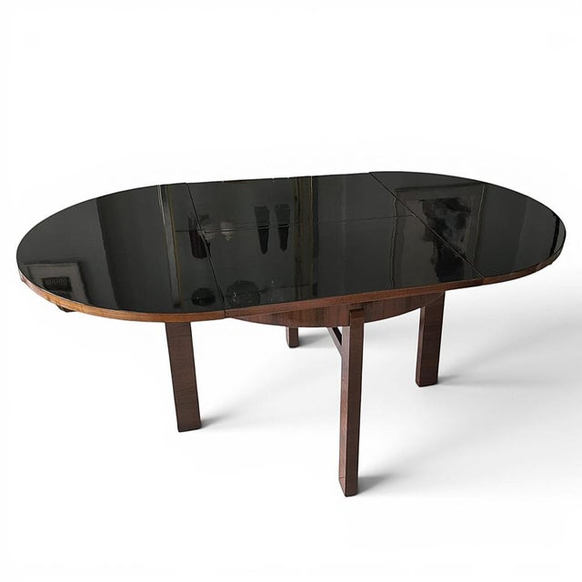Art Deco Extendable Table with Piano Black Lacquered Top, 1930s For Sale - Image 3 of 10