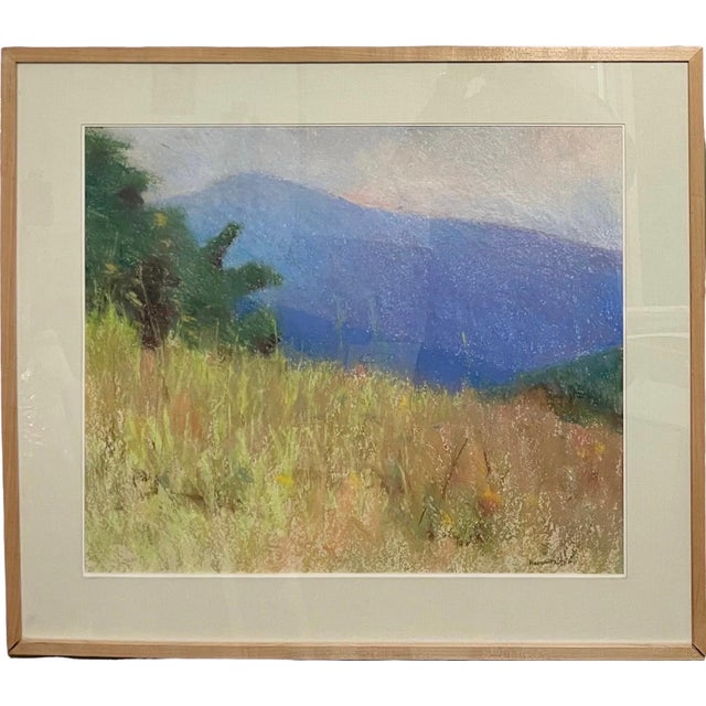 Blue Larry Horowitz, Large Pastel Landscape Purple Mountains Landscape American Modernist Painting, 1988 For Sale - Image 8 of 16