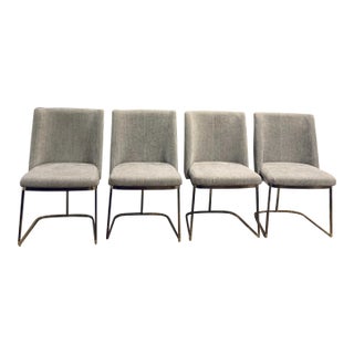 Modern Gray and Chrome Dining Chairs Set of 4 For Sale