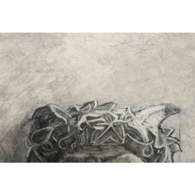 Greige 1980s Mythical Roman Portrait Oil on Board Painting by William "Billy" Selesnick For Sale - Image 8 of 13