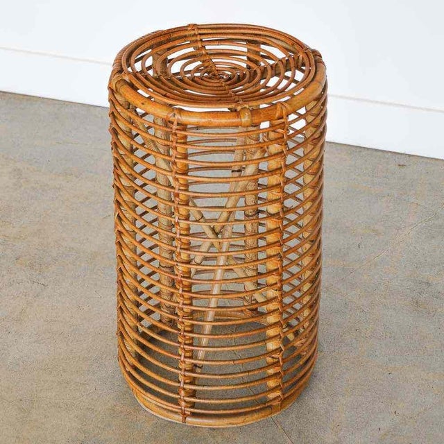 Wood 1960s Italian Rattan Stool by Tito Agnoli For Sale - Image 7 of 9
