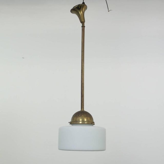 Vintage Glass and Brass Pendant Lamp For Sale - Image 9 of 9