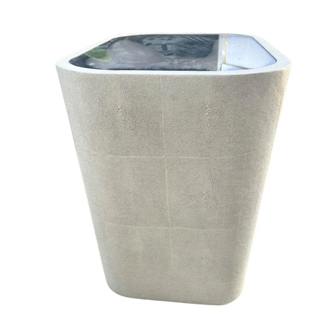 Wood Shagreen Plinth Side Table With Mercury Mirror Top For Sale - Image 7 of 10