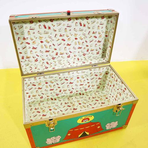 2000 - 2009 Metal Chest with Circus Decoration and Orange Edges For Sale - Image 5 of 8