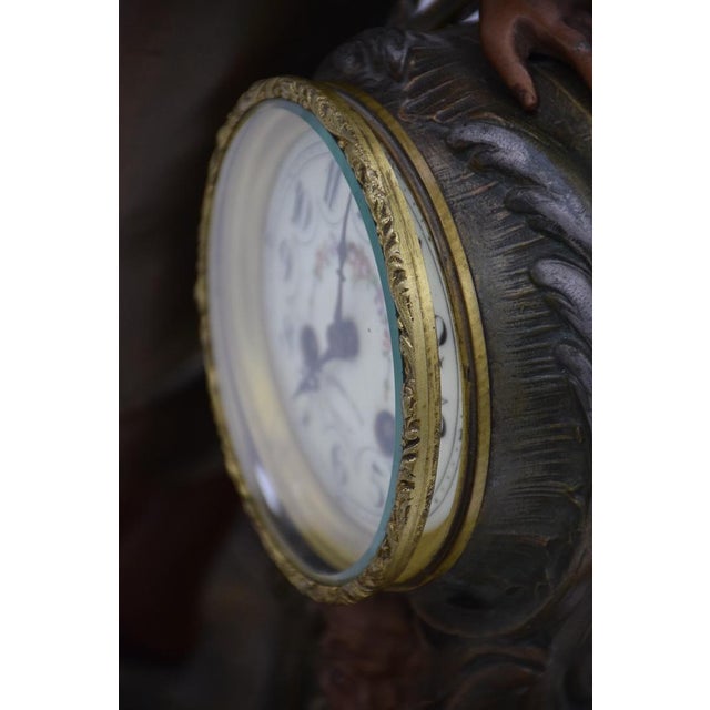 Large Nymph Clock in Regula and Bronze Patina Marble by A. De Raudery, France, 1890s For Sale - Image 14 of 18