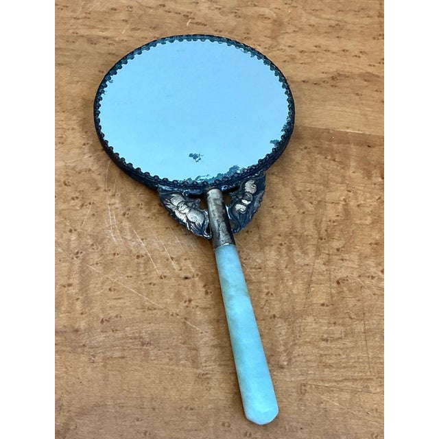 Vintage Floral Motif Metal Hand Mirror For Sale - Image 10 of 13