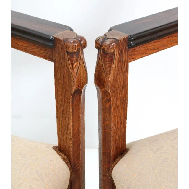 Set of Art Deco Oak Amsterdamse School Armchairs attributed to Hildo Krop for T Woonhuys For Sale - Image 13 of 14