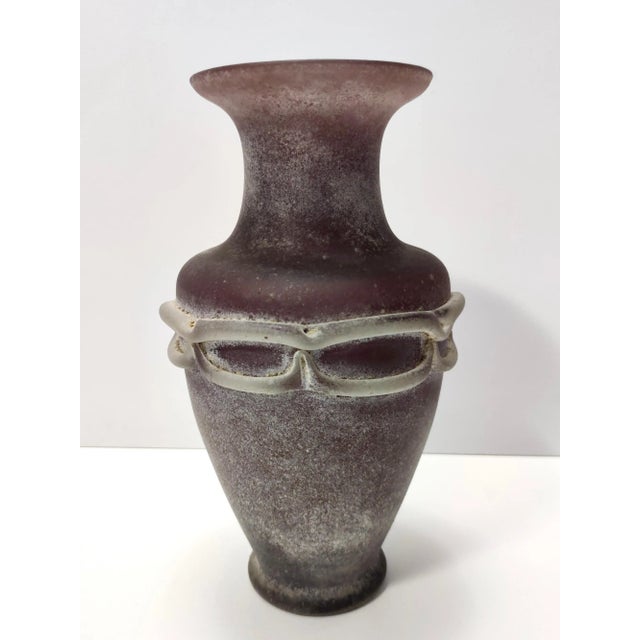 Vintage Italian Brown Scavo Glass Vase, 1980s For Sale - Image 4 of 14