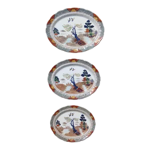 Rare Set of Three Platters Ac Harley Jones Stoke on Trent Ye Olde Chinese Willow