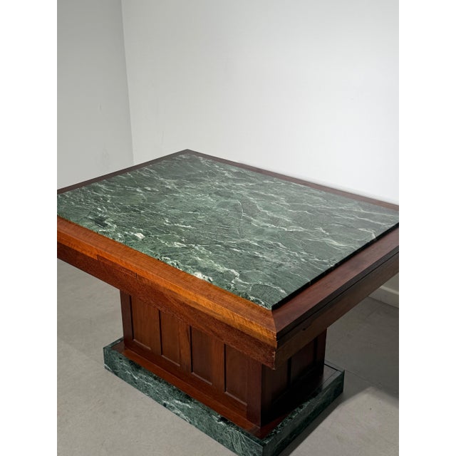 Art Deco Dining Table with Green Marble Top For Sale - Image 3 of 7