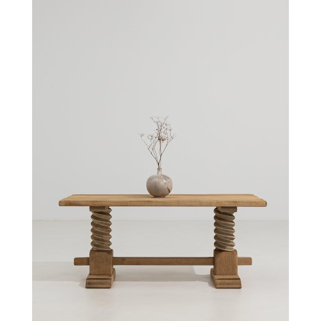 Wood Oak Coffee Table with Corkscrew Legs, Antique, France, Circa 1970 For Sale - Image 7 of 12