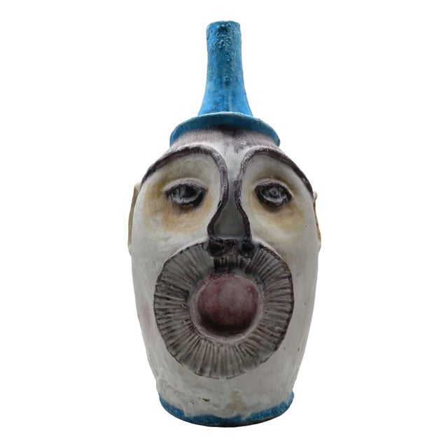 Anthropomorphic Glazed Ceramic Vase from C.A.S. Vietri, Italy, 1950s For Sale