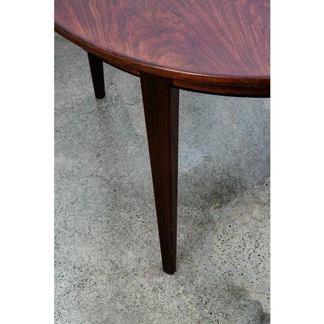 Brown 1960s Mid Century Danish Modern Dining Table Oval Rosewood Extension X1 Denmark Round For Sale - Image 8 of 12